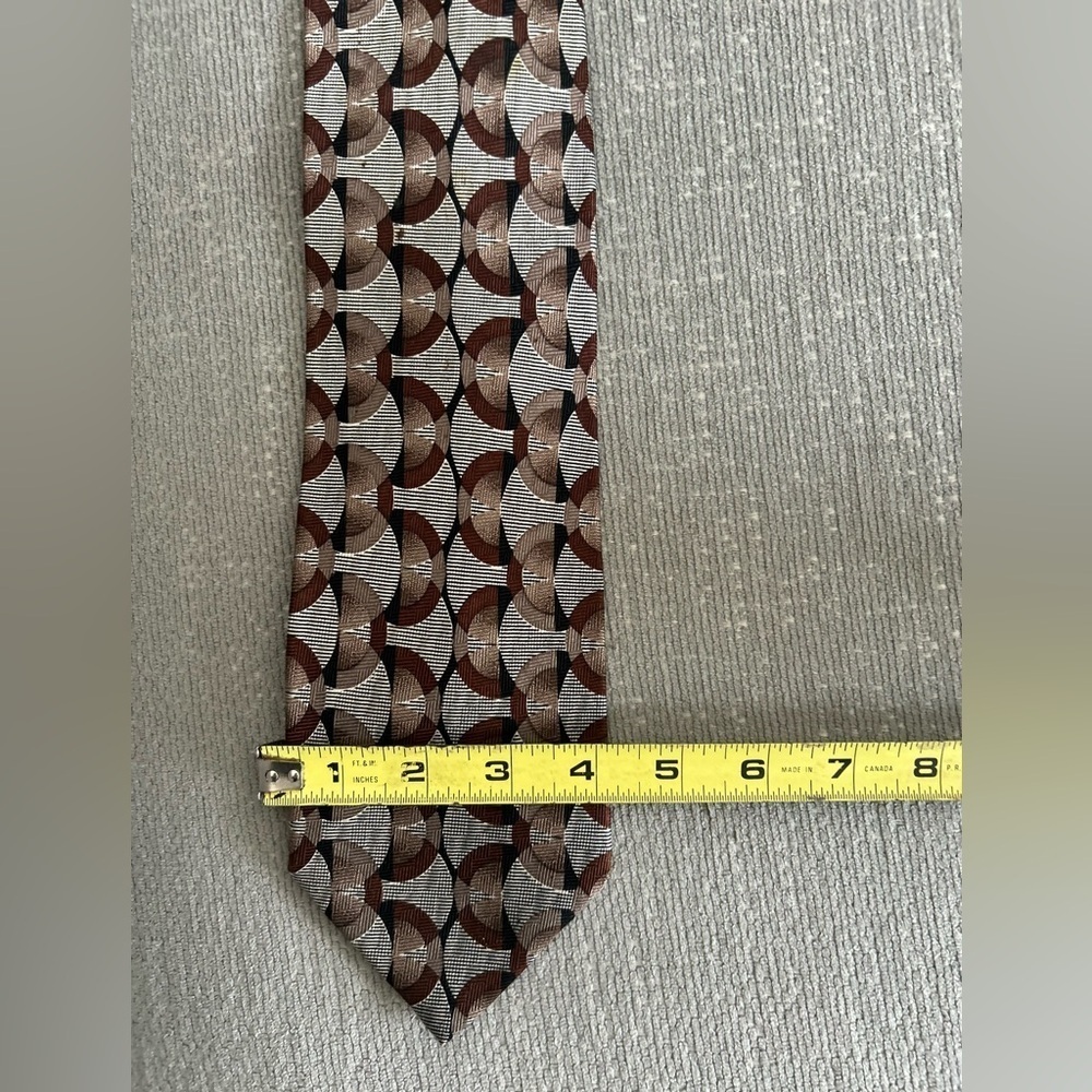 Vintage Pierre Balmain Preppy Retro Abstract Multicolor Silk Tie - Picture 8 of 8